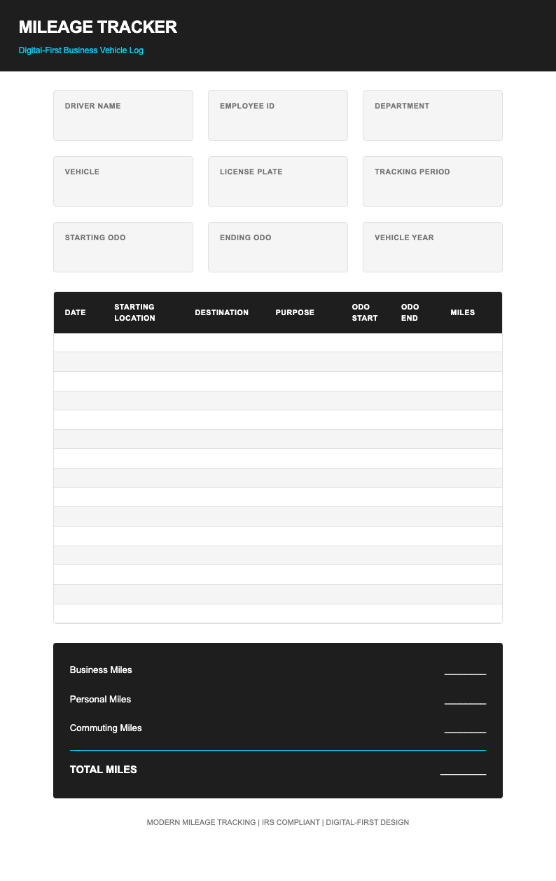 Sleek dark mileage tracker